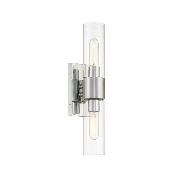 Designers Fountain Anton 17.5in 2-Light Chrome Transitional Indoor Wall Sconce with Clear Glass Shades D286M-2WS-CH